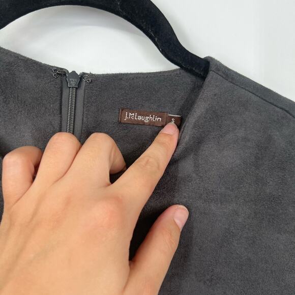 J. McLaughlin Gray Faux Suede Short Sleeve Swing Dress - Picture 3 of 7